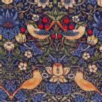 moda fabrics(モダ・ファブリックス)William Morris ウィリアムモリス 綿ローン生地<br>＜Strawberry Thief＞(ストロベリースィーフ)いちご泥棒＜MULTIC BLUE(マルチックブルー)＞8176-44W