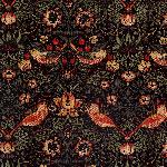 moda fabrics(モダ・ファブリックス)William Morris ウィリアムモリス シーチング生地<br>＜STRAWBERRY THIEF 1883＞（ストロベリーシーフ）EBONYエボニー 33490-17