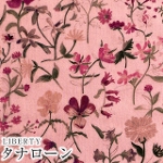 LIBERTYリバティプリント 国産タナローン生地【2021AW】<br>＜Linen Garden＞(リネンガーデン)【濃いピンク・地色ピンク】3631241-21B