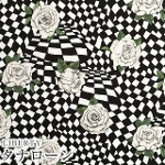 LIBERTYリバティプリント 国産タナローン生地【2022SS】<br>＜Chequered Rose＞(チェッカードローズ)【ブラック】3632106-22A