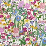 LIBERTYリバティプリント　イタリア製タナローン生地<br>＜Wildflower Meadow＞(ワイルドフラワーメドゥ)《白地/グリーンピンク系》3636422-A【2022SS FLORALOVE COLLECTION】