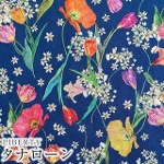 LIBERTYリバティプリント　イタリア製タナローン生地<br>＜Spring Blooms＞(スプリングブルームス)《ブルー地》3636421-D【2022SS FLORALOVE COLLECTION】