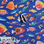 LIBERTYリバティプリント　国産タナローン生地<br>＜With The Fishes＞(ウィズザフィッシィーズ)【ブルー】5842105-SW22C【2022SS Ocean Voyage】