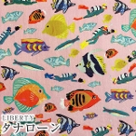 LIBERTYリバティプリント　国産タナローン生地<br>＜With The Fishes＞(ウィズザフィッシィーズ)【ピンク】5842105-SW22B【2022SS Ocean Voyage】