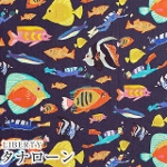LIBERTYリバティプリント　国産タナローン生地<br>＜With The Fishes＞(ウィズザフィッシィーズ)【ネイビー】5842105-SW22A【2022SS Ocean Voyage】