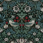 moda fabrics(モダ・ファブリックス)William Morris ウィリアムモリス シーチング生地<br>＜Strawberry Thief＞(ストロベリースィーフ)いちご泥棒　8176-57