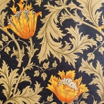 moda fabrics(_Et@ubNX)William Morris EBAX V[`O~l[gn<br>Anemone(All)BLACK(ubN)LAMI-8217-32