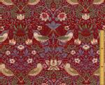 moda fabrics(モダ・ファブリックス)William Morris ウィリアムモリス シーチング生地<br>＜Strawberry Thief＞(ストロベリースィーフ)いちご泥棒＜DAMASK RED(ダマスクレッド)＞8176-47